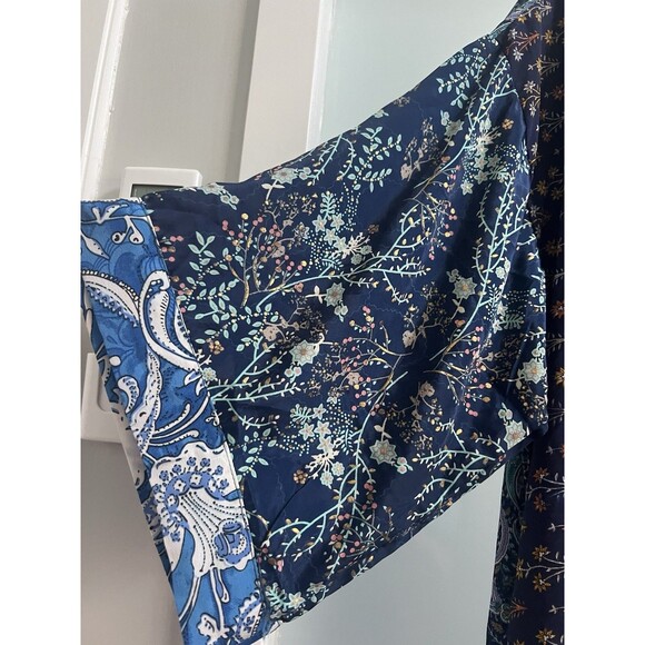 Lara Ethnics Bohemian Gypsy Hippie Satin Kimono Floral Paisley Maxi One Size - Picture 4 of 8